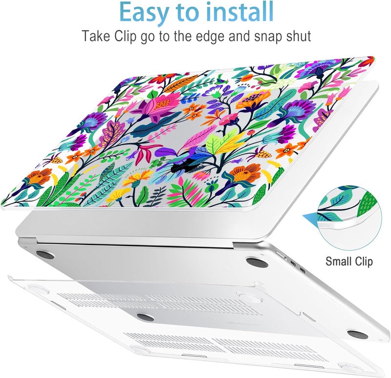 Mektron مصمم لجهاز MacBook Air 15 بوصة M4 A3241 /M3 A3114 /M2 A2941 لعام 2025/2024/2023، غلاف صلب بلاستيكي مطبوع مع شاشة Liquid Retina بحجم 15.3 بوصة وTouch ID، زهور ملونة زاهية - Image 5